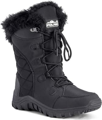 Polar Womens Quilted Faux Fur Cuff Winter Duck Rubber Sole Durable Snow Rain Outdoor Boots on Amazon.ae - Price Tracker