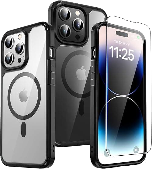 TAURI iPhone 14 Pro Magnetic Case with Screen Protector, [MagSafe Compatible] Slim Military Shockproof Protection - Black on Amazon.ae - Price Tracker