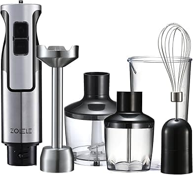 ZOLELE HB1200 4 in 1 Immersion Electric Hand Blender Powerful 4-in-1 Kitchen Appliance for Blending, Chopping, Whisking, and Pureeing with Low Noise 800W Motor, 20 Speeds, 4-in-1 Attachments - White on Amazon.ae - Price Tracker
