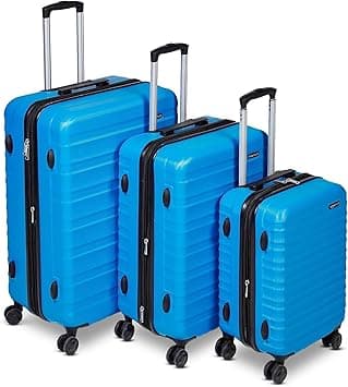 Amazon Basics 3-Piece Set Hardside Spinner- 21/26/30 inch (55/68/78 cm) Material: ABS, Blue on Amazon.ae - Price Tracker