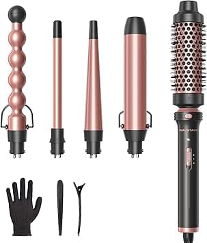 Wavytalk 5 in 1 Curling Wand Set, Multi Curl, Curling Iron Set with Thermal Brush and 4 Interchangeable Ceramic (0.5”-1.25”), Instant Heat Up (Rose Gold) on Amazon.ae - Price Tracker