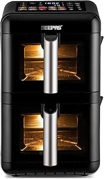 Geepas GAF37548 2800W Dual Basket Digital Air Fryer with 12L Capacity, 10 Preset Cooking Modes, Dual Non-Stick Grid, Adjustable Temperature & Timer on Amazon.ae - Price Tracker