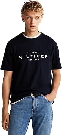 Tommy Hilfiger mens Short Sleeve Cotton Graphic T-shirts With Printed Logo, Also Available in Big & Tall Short Sleeve Cotton Graphic T-shirts With Printed Logo, Also Available in Big & Tall on Amazon.ae - Price Tracker