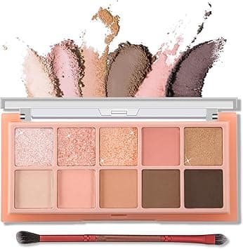 Erinde 10 Colors Eyeshadow Palette Makeup - Matte Shimmer Glitter Eye Shadow, Ultra-Blendable, High Pigmented, Naturing-Looking, Neutral Nude Eyeshadow Pallet with Professional Brush, Peach Color on Amazon.ae - Price Tracker