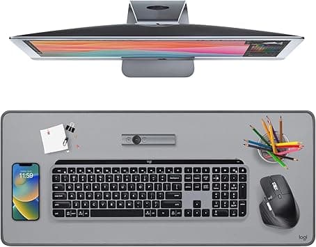 Logitech Desk Mat - Studio Series, Multifunctional Large Desk Pad, Extended Mouse Mat, Office Desk Protector with Anti-slip Base, Spill-resistant Durable Design, in Mid-Grey - Amazon.ae Price Tracker