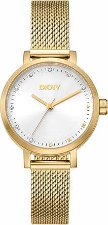 DKNY Evening Soho Mini Round Shape Analog Wrist Watch for Women, 30 mm Case Size, White/Gold on Amazon.ae - Price Tracker