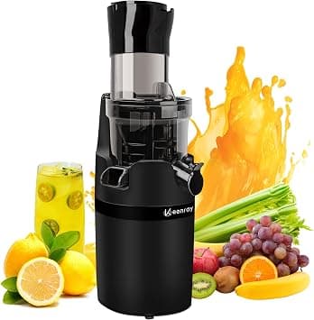 Keenray Juicer Machine, Masticating Slow Juicer for Whole Fruits, Cold Press Juicer with Wide Mouth 80mm Feeding Chute, Reverse Function Quiet Motor Fresh Healthy Juice Extractor (Black) على Amazon.ae - متتبع الأسعار
