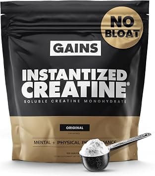 Gains in Bulk Creatine Monohydrate Powder Unflavored, 100% Soluble, Instantized Creatine for Strength Performance and Muscle Building, Better Than Creatine Micronized, Creatine Powder, 100 Servings - Amazon.ae Price Tracker
