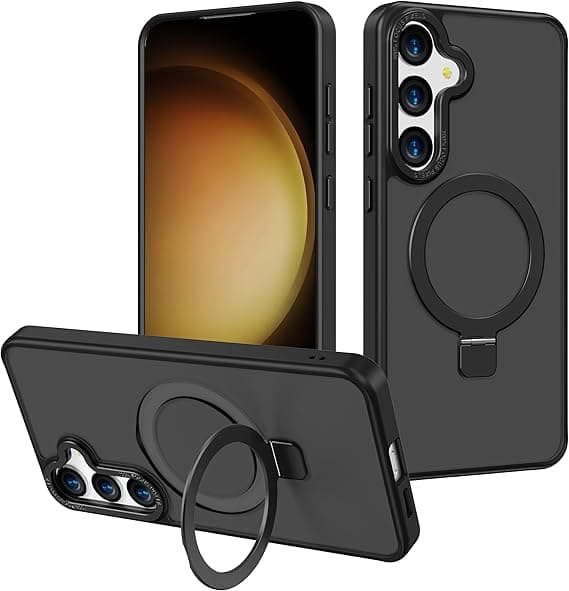 Magnetic Case Compatible with Samsung Galaxy S23,Translucent Matte Back Non-slip Phone Cover Protective Shockproof with Stand,Black on Amazon.ae - Price Tracker