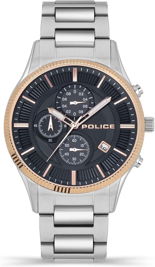 Police Vault Blue Dial Silver Stainless Steel Bracelet Chronograph Watch for Men, 44mm on Amazon.ae - Price Tracker