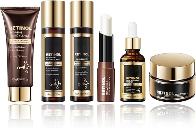 Retinol Skincare Set, Anti-Wrinkle Facial Kits For Women, Hydrating & Renewal Gift Set Include Cleanser,T oner, Retinol Eye Stick, Serum, Eye cream stick Skin Care Sets & Kits on Amazon.ae - Price Tracker