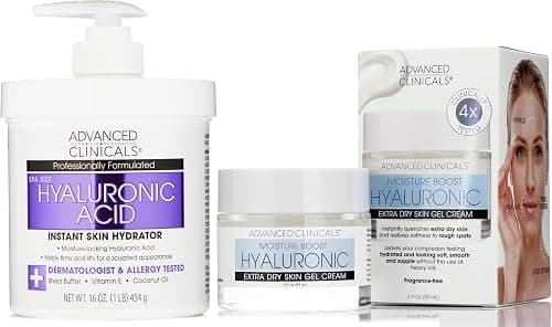 Advanced Clinicals Hyaluronic Acid Face Moisturizer Gel Cream + Hyaluronic Acid Body Cream 2pc Hydrating Skincare Set For Women & Men To Reduce Appearance Of Dry Skin, Wrinkles, & Fine Lines, 2pc Set على Amazon.ae - متتبع الأسعار