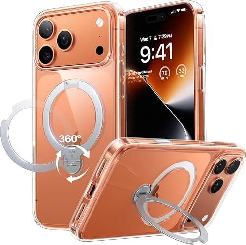 TORRAS Q3 360 Spin for iPhone 17 Pro Max Case Magnetic Stand, Compatible with Magsafe, Military Grade Protection, Camera Control, Built-in Kickstand 17 Pro Max Phone Case 6.9'', Clear on Amazon.ae - Price Tracker
