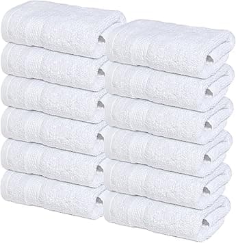 Infinitee Xclusives [12 Pack] Premium White Wash Cloths and Face Towels, 33cm x 33cm 100% Cotton, Soft and Absorbent Washcloths Set - Perfect for Bathroom, Gym, and Spa on Amazon.ae - Price Tracker