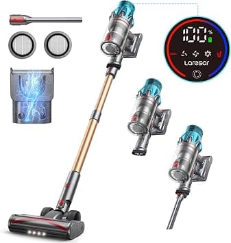 Laresar Ultra7 45000Pa/550W/60min Battery Vacuum Cleaner, Wall Mounted Charging Station, Upright, Wireless Vacuum Cleaner with Touchscreen and Anti-Tangle Brush for All Types of Hard Floors and on Amazon.ae - Price Tracker