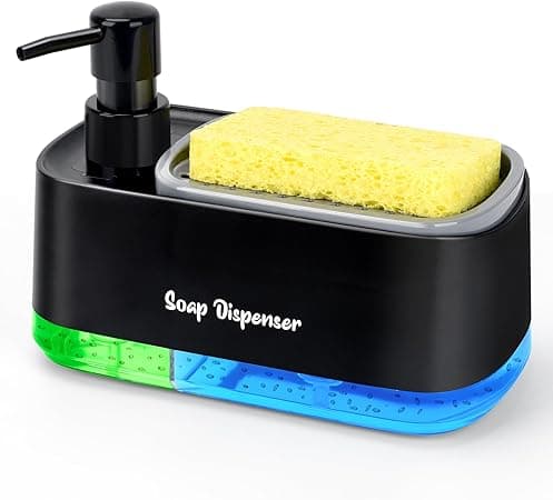 Bestseek Hand and Dish Soap Dispenser Set for Kitchen, Dual Soap Dispenser with Sponge Holder, 3-in-1 Countertop Soap Pump Dispenser for Kitchen Sink, Useful Kitchen Gadgets - Black on Amazon.ae - Price Tracker