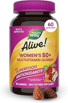 Nature's Way Alive Women's 50+ Multivitamin Gummies Mixed Berry | Heart, Brain & Bone Support with Orchard Fruits & Garden Veggies Blend, 75mg per 2-Gummy Serving | 60 Gummies على Amazon.ae - متتبع الأسعار