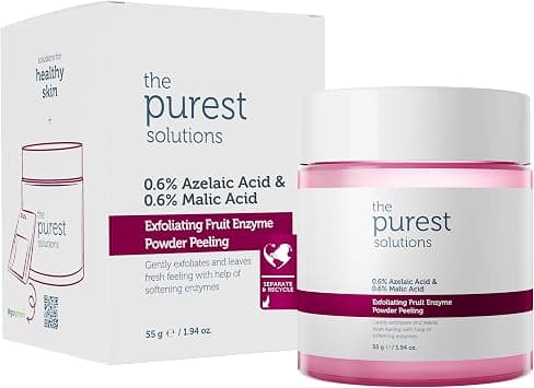 The Purest Solutions Fruit Enzyme Powder Exfoliator & Peeling (0.6% Azelaic Acid & 0.6% Malic Acid) - Boosts Regeneration Cycle & Targets Radiant Skin - Vegan | Cruelty Free | Eco Friendly (55 gr) على Amazon.ae - متتبع الأسعار
