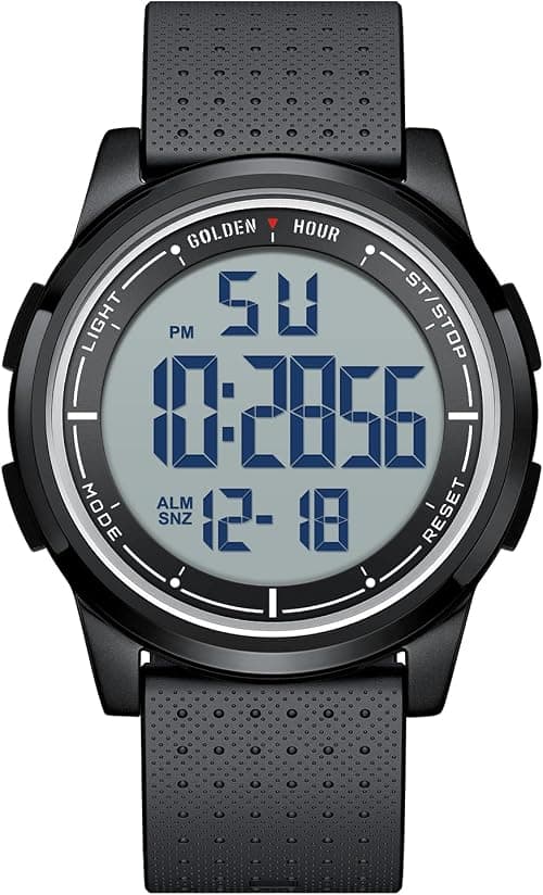 GOLDEN HOUR Ultra-Thin Minimalist Sports Waterproof Digital Watches Men with Wide-Angle Display Rubber Strap Wrist Watch for Men Women على Amazon.ae - متتبع الأسعار