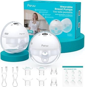 Paruu Hands Free Breast Pump P16, Wearable Breast Pump Electirc Portable with 4 Modes & 12 Levels, Max 309mmHg Strong Suction 19/21/24mm Flange Inserts Wearable Breastfeeding Pump, 2 Pack White on Amazon.ae - Price Tracker