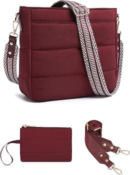 Purses for Women 2PCS Puffer Quilted Crossbody Shoulder Hobo Bags Trendy Ladies Handbag with Coin Wallet 2 Adjustable Straps - Best Deal Finder
