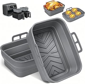 Pietuley Silicone Air Fryer Liners for Ninja Dual Pot, 2PCS Foldable Tower Basket, Accessories Reusable Insert, Rectangle Airfryer Baking Tray (Grey) on Amazon.ae - Price Tracker
