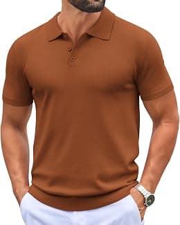 COOFANDY Mens Knit Polo Shirts Casual Short Sleeve Button Polo Shirt Classic Golf Shirts - Best Deal Finder
