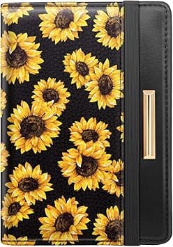 Passport Holder Cover Travel RFID Blocking Passport Cover Rose Gold Cute Flowers Passport Wallet with Elastic Band for Women, Sunflower, Casual on Amazon.ae - Price Tracker