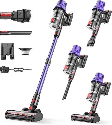 Cordless Vacuum Cleaner,550W Vacuum Cleaners for Home, 60Mins Stick Vacuum with LED Display, Anti-Tangle &amp; Wall Mount Charging, 8 in 1 Lightweight Vacuum for Hard Floors Carpet Pet Hair on Amazon.ae - Price Tracker