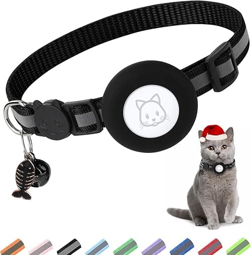 Airtag Cat Collar, Air tag Cat Collar with Bell and Safety Buckle in 3/8" Width, Reflective Collar with Waterproof Airtag Holder Compatible with Apple Airtag for Cat Dog Kitten Puppy (Black) on Amazon.ae - Price Tracker