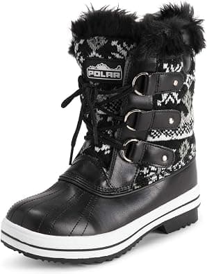 POLAR Womens Snow Boot Quilted Short Winter Snow Rain Warm Waterproof Boots على Amazon.ae - متتبع الأسعار