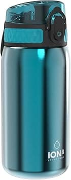 ION8 Lightweight Steel Kids Water Bottle, 400ml/13oz, Non-Insulated, Leak Proof, Easy to Open, Secure Lock, Dishwasher Safe, Fits Cup Holders, Carry Handle, Metal Water Bottle, Aqua - Best Deal Finder