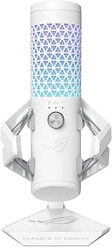 ASUS ROG Carnyx USB Gaming Microphone (25mm condenser capsule, 192kHz/24-bit, cardioid, high-pass filter, built-in pop filter, metal shock mount, one-touch mute, Aura Sync RGB)- Moonlight White on Amazon.ae - Price Tracker