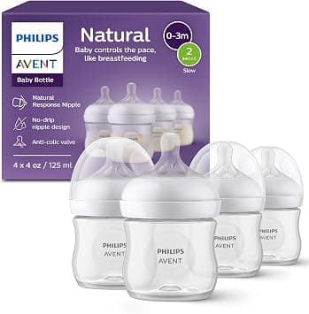 AVENT Philips Natural Baby Bottle with Natural Response, Clear, 4oz, 4pk, SCY900/04 - Best Deal Finder