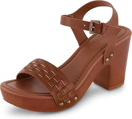 Dunes Women's Sealy Faux Wood Woven Heel Sandal +Comfort Foam & LiteSole Technology, Wide Widths Available على Amazon.ae - متتبع الأسعار