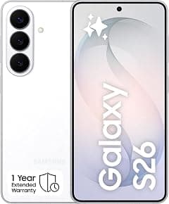 Samsung Galaxy S26 White, 256GB Storage, AI Phone, 12GB RAM, Customized AP, Photo Assist, 50MP Camera, 4300mAh Battery, 1 Year Manufacturer Extended Warranty (KSA Version) - متتبع أسعار Amazon.sa