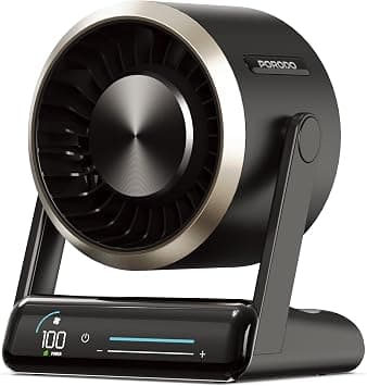 Porodo Lifestyle Chillo Core Desktop Fan with LED Display, 6000mAh Rechargeable Battery, 100 Speed Levels, 2100 RPM, 120° Adjustable Airflow, USB-C Fast Charging, Touch & Slide Control, Black on Amazon.ae - Price Tracker