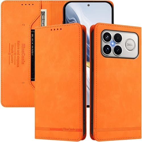 Phone Cover Compatible with Xiaomi Poco F8 Ultra 5G,Compatible with Redmi K90 Pro Max 5G 【RFID Blocking】【Card Holder Magnetic closure Flip Stand】Case Orange على Amazon.ae - متتبع الأسعار