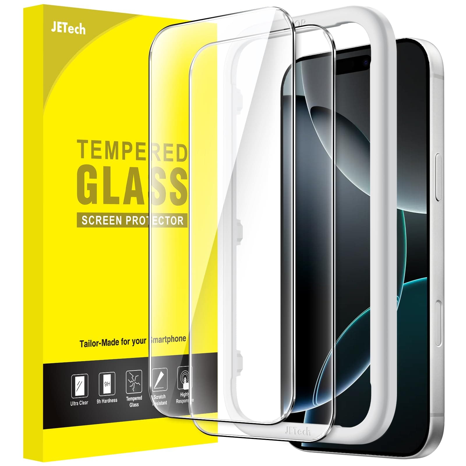 JETech Screen Protector for iPhone 16 Pro 6.3-Inch, Tempered Glass Film with Easy Installation Tool, Case-Friendly, HD Clear, 2-Pack on Amazon.ae - Price Tracker