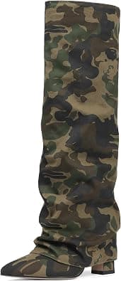 سارايرس حذاء برقبة طويلة حتى الركبة من الجلد الطبيعي بكعب عريض ورباط للنساء - دليلك لأفضل العروض