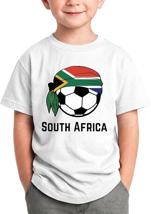 South Africa Soccer Kids T-Shirt | South African Football Fan Graphic Tee for Boys & Girls | Flag Soccer Ball Kids Shirt | Sports Fan Apparel على Amazon.ae - متتبع الأسعار