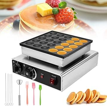 Mini Pancakes Maker Machine 25pcs 950W Waffle Maker Mini Pancake Machine Home Kitchen Appliances with Timer, Temperature Control Knob and Heating Indicator (US plug 220V) on Amazon.ae - Price Tracker