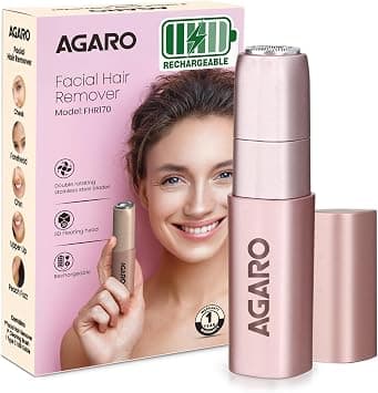 AGARO Facial Hair Remover FHR170 For Women, Rechargeable, Cordless, Safe & Painless Electric Shaver, Hypoallergenic Blade, Multipurpose Use For Upper Lip, Chin, Cheeks & Forehead, Ideal For On-The-Go on Amazon.ae - Price Tracker