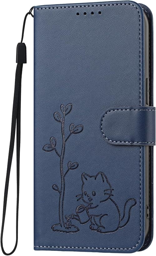 Flip Wallet Case for Motorola Moto G67 5G / G77 5G,PU Leather Folio Cute Cat Pattern Women Girls Card Slots Kickstand Magnetic Shockproof Protective Phone Cover-Blue on Amazon.ae - Price Tracker