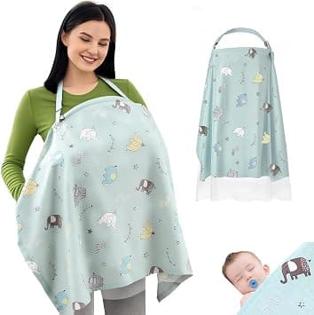 100% Cotton Nursing Cover with Support Ring and Mesh Layer, Designed for Breathable and Discreet Breastfeeding; Adjustable Arch Neckline Breastfeeding Apron for Women (green) on Amazon.ae - Price Tracker