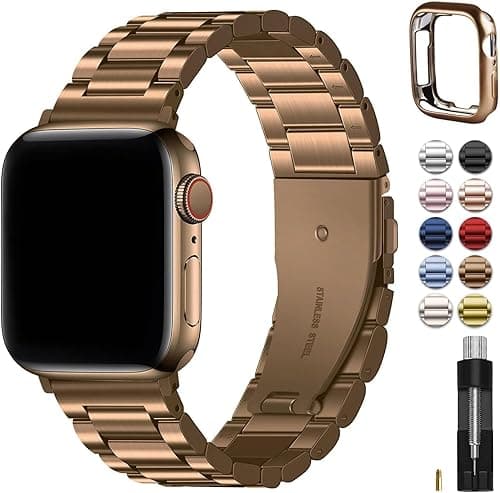 Fullmosa Metal Band with Case Compatible with Apple Watch Strap 49mm 46mm 45mm 44mm 42mm 41mm 40mm 38mm, Steel Apple Watch Band for iWatch Ultra3/2/1 SE3/SE2/SE Series 11/10/9/8/7/6/5/4/3/2/1 on Amazon.ae - Price Tracker