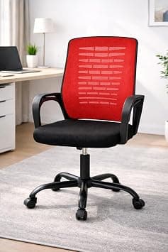 Splendor Desk Chair Office Chair for Home Height Adjustable Mid Back Mesh Computer Chair with Lumbar Support Mesh Swivel Computer Office Ergonomic Executive Chair (Medium back, Red) on Amazon.ae - Price Tracker