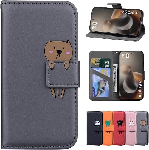 Case for Motorola Moto G77/G67 5G Case Pouch Magnetic Closure Leather Wallet Case Protective Cover for Motorola Moto G77/G67 5G Bear Grey على Amazon.ae - متتبع الأسعار