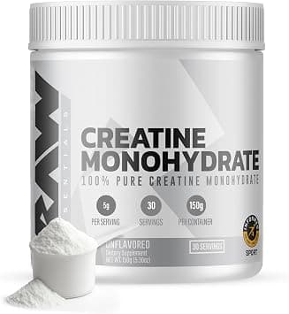 RAW Nutrition Creatine Monohydrate Powder Unflavored | Micronized Creatine Monohydrate Supplement Helps Workout Performance, Build Muscle & Strength | Creatine for Men & Women, 150g (30 Servings) on Amazon.ae - Price Tracker