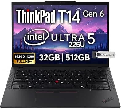 Lenovo ThinkPad T14 Gen 6 Business Laptop 14" FHD+ IPS, Intel Ultra 5 225U, 32GB DDR5 RAM, 512GB SSD, 5MP HD Webcam, Fingerprint, Backlit, Wi-Fi 6E, 2 Thunderbolt 4, AI PC on Amazon.ae - Price Tracker